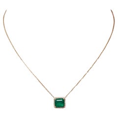 18K Yellow Gold Necklace With Emerald 3.46 ct.