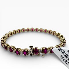 Bracciale in oro giallo 18k con rubini 9,80 carati Tennis 7,00". (Nuovo)