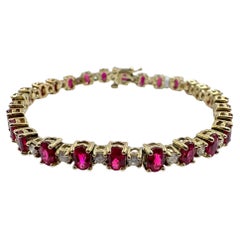 Bracciale in oro giallo 18k con rubini 9,80 carati Tennis 7,00". (Nuovo)