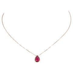 18K Yellow Gold Necklace With Ruby 2.27 ct.