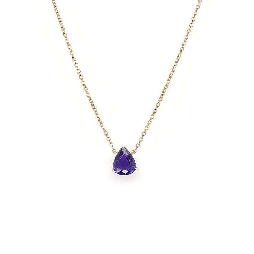 18K Yellow Gold Necklace With Sapphire 2.24 ct. In New Condition For Sale In New York, NY