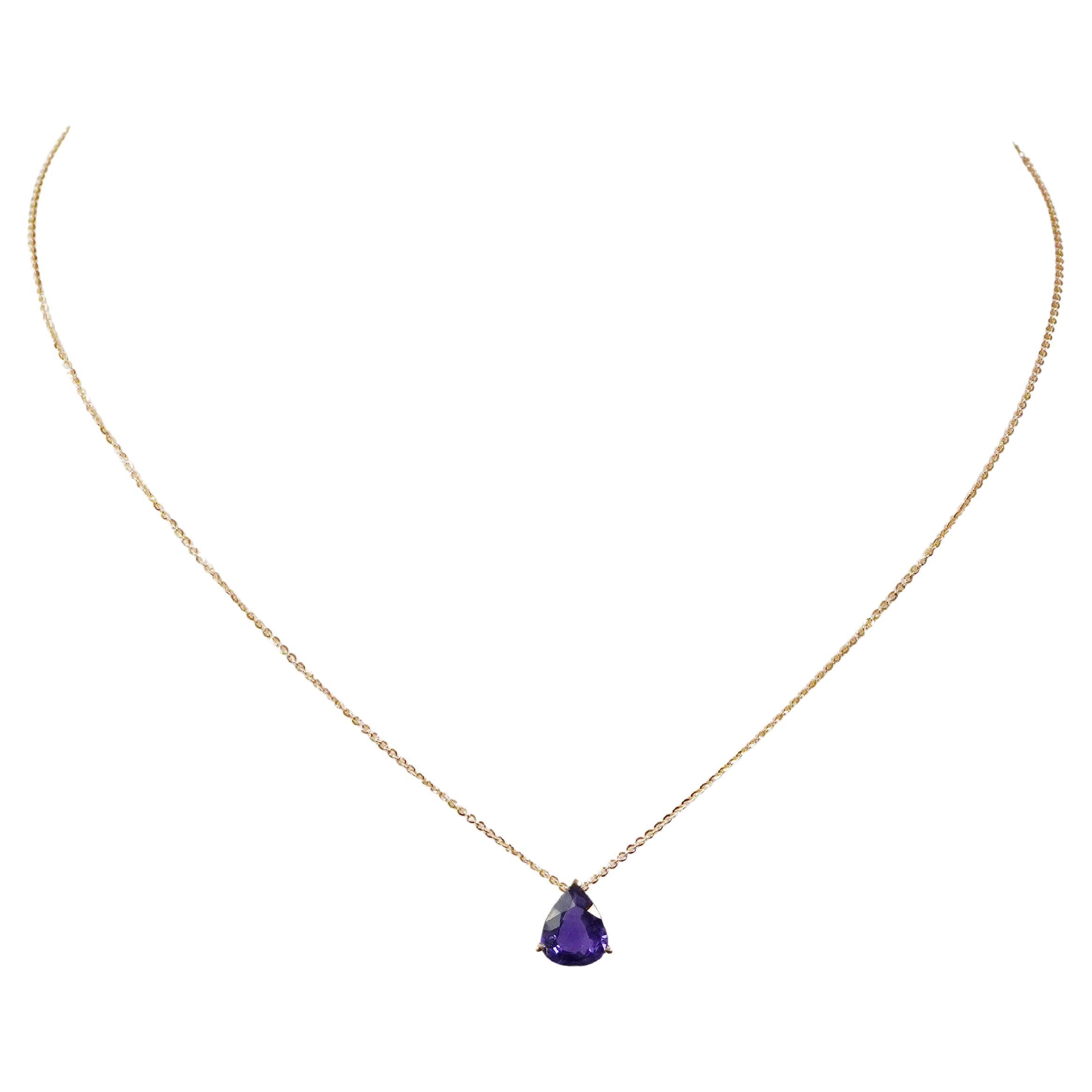 18K Yellow Gold Necklace With Sapphire 2.24 ct. For Sale