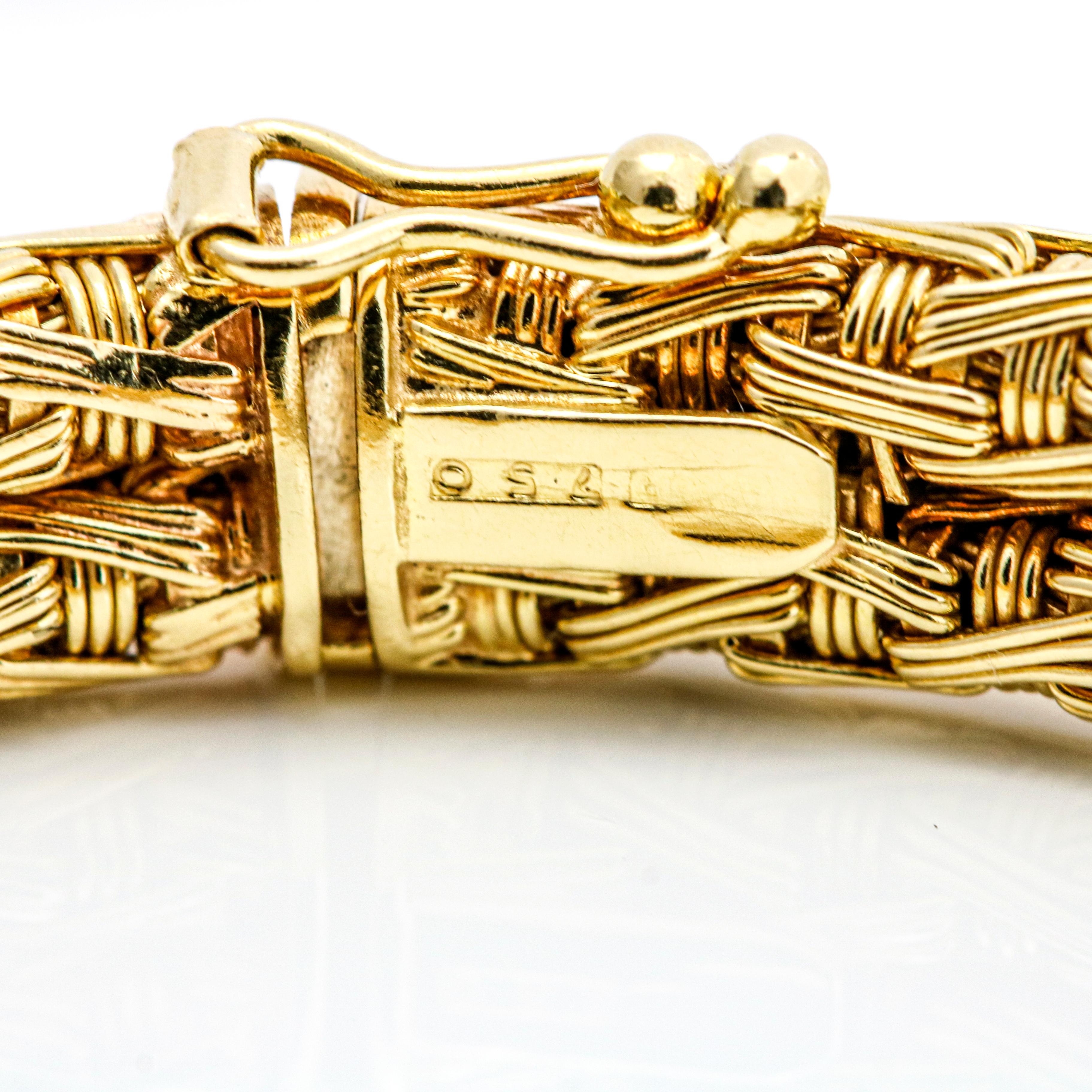 Women's 18 Karat Yellow Gold Woven Chain Bracelet For Sale