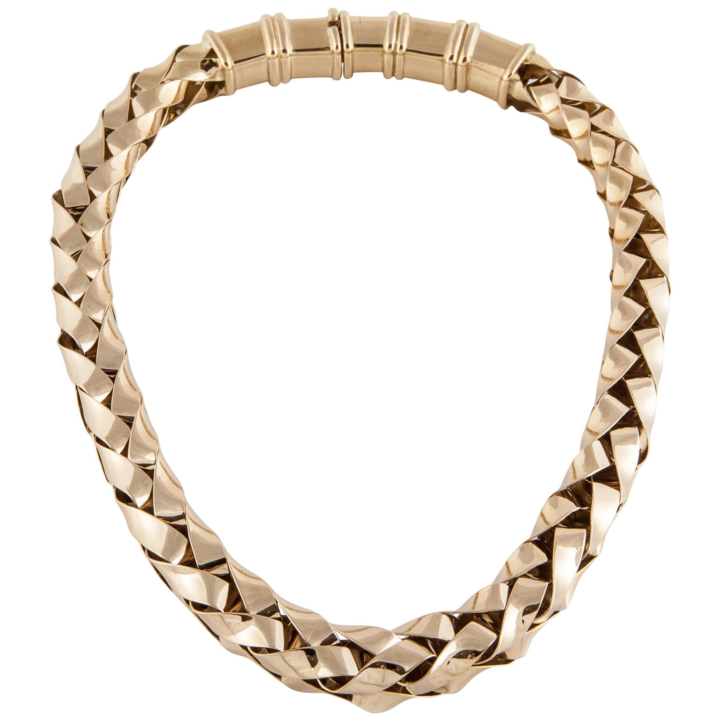 Woven Gold Necklace in 18K Yellow Gold