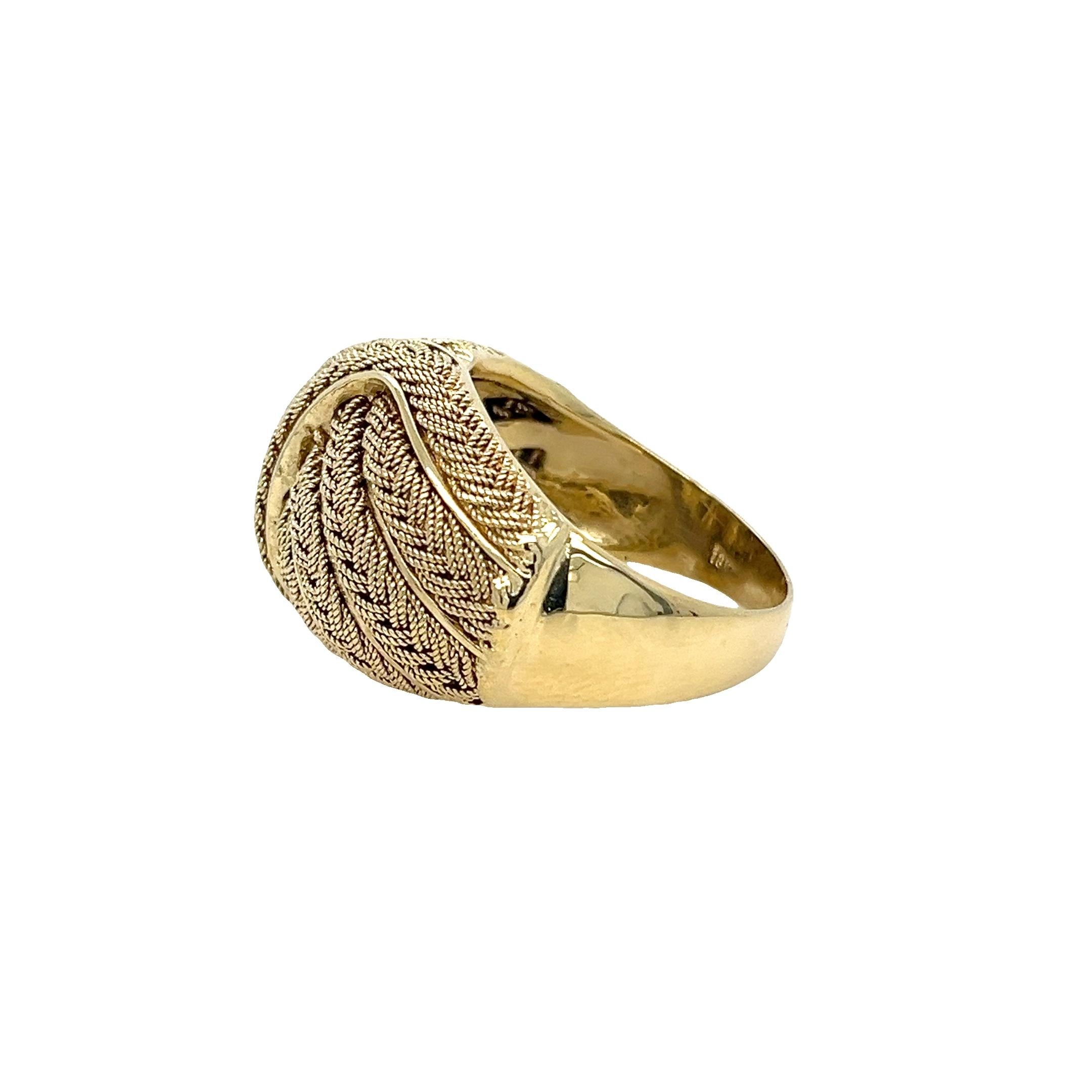 18K Gelbgold gewebter konischer Dome Ring Herren im Angebot