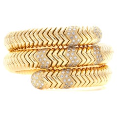 Vintage 18K Yellow Gold Wrap Bracelet with Diamonds