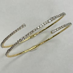 18K Yellow Gold Wrap Diamond Open Bangle
