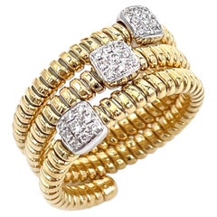 18K Yellow Gold Wrap Flexible Ring with Diamonds