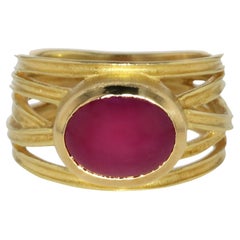 18K Yellow Gold Wrapped Ruby Ring by Barbara Heinrich