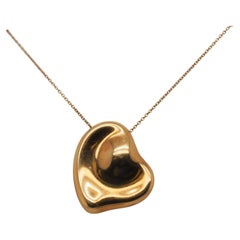 18K Yellow Gold XL Tiffany & Co. Elsa Peretti Heart Pendant Necklace