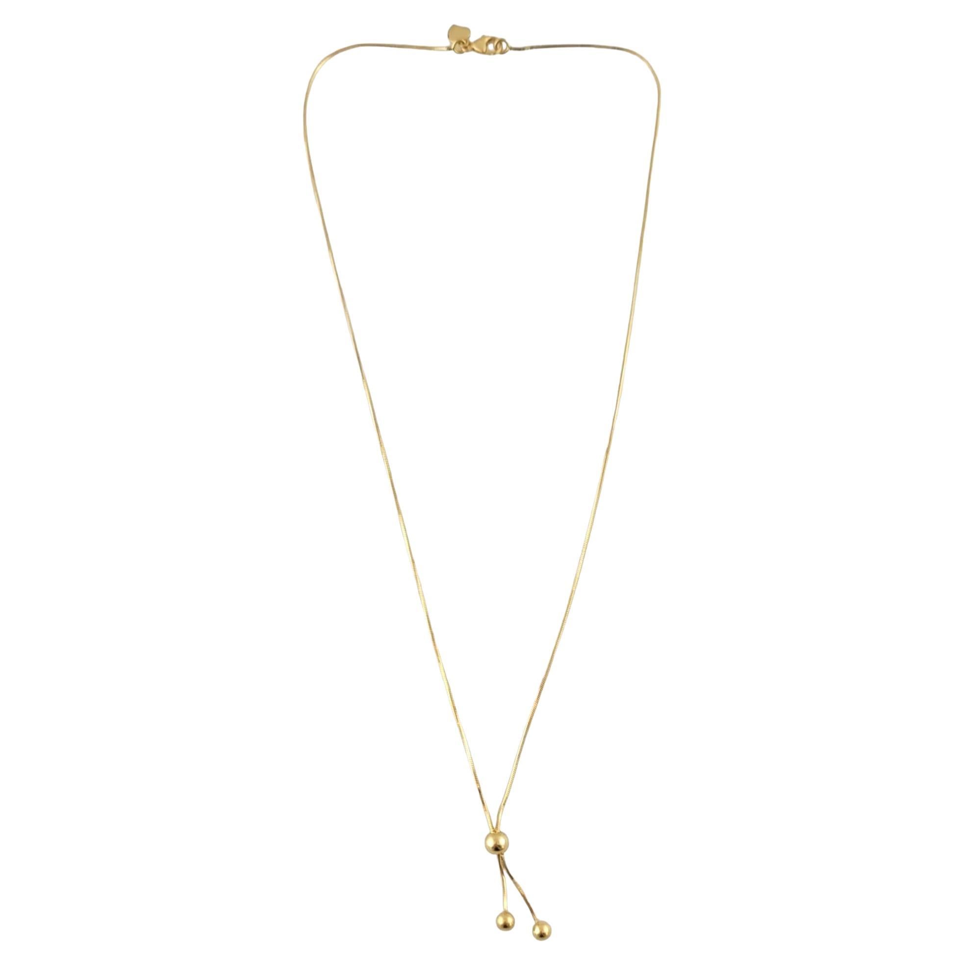 18K Yellow Gold Y Necklace #15228 For Sale