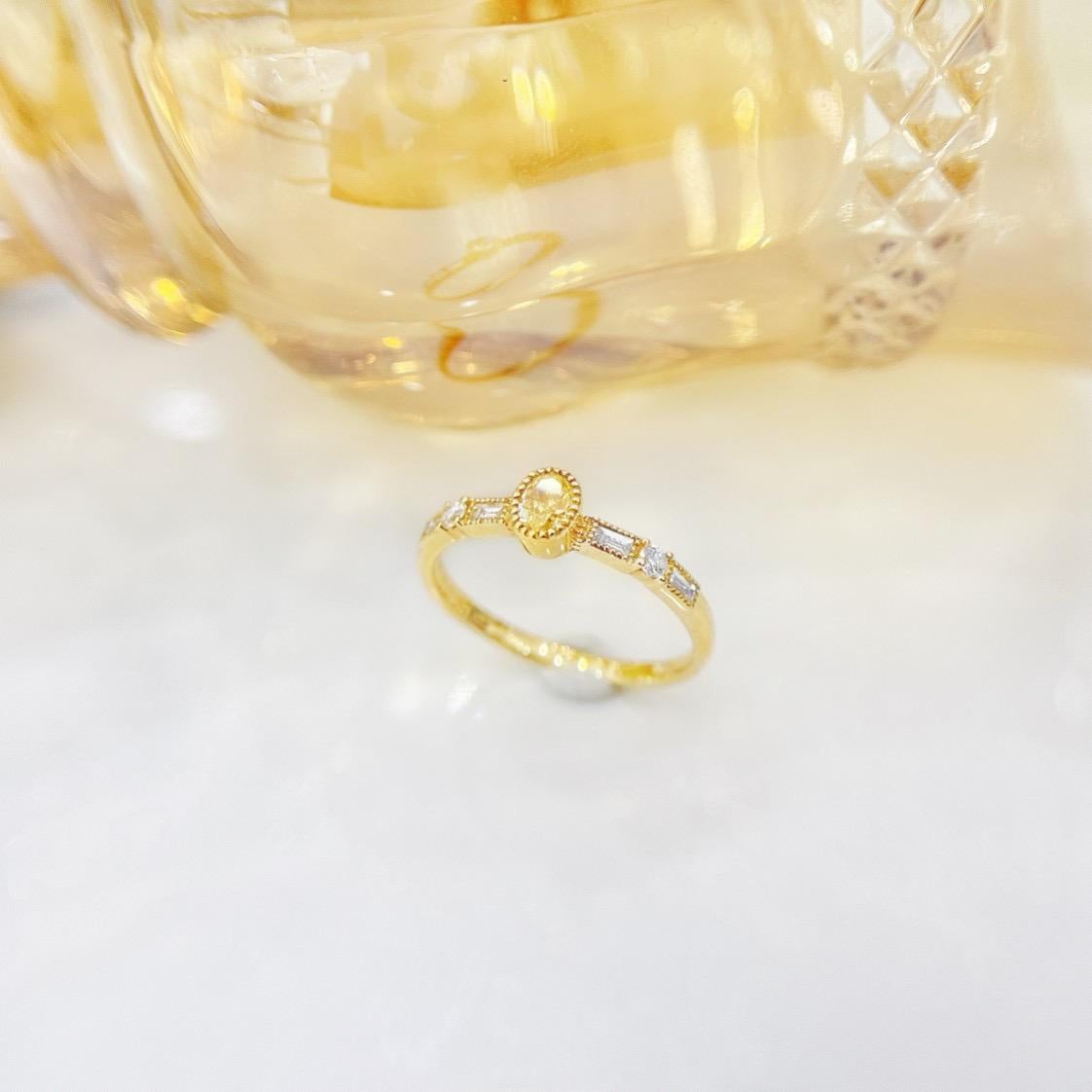 Round Cut 18K Yellow Gold Yellow Diamond Band Ring For Sale