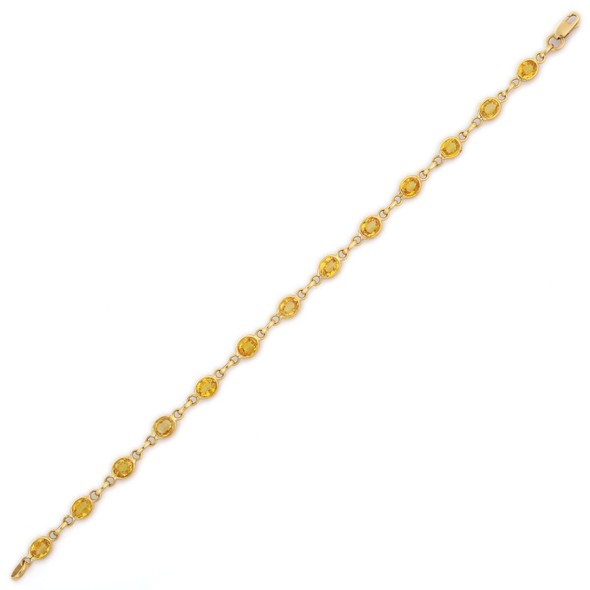 Kettenarmband aus 18 Karat Gelbgold mit gelbem Saphir im Zustand „Neu“ im Angebot in Houston, TX