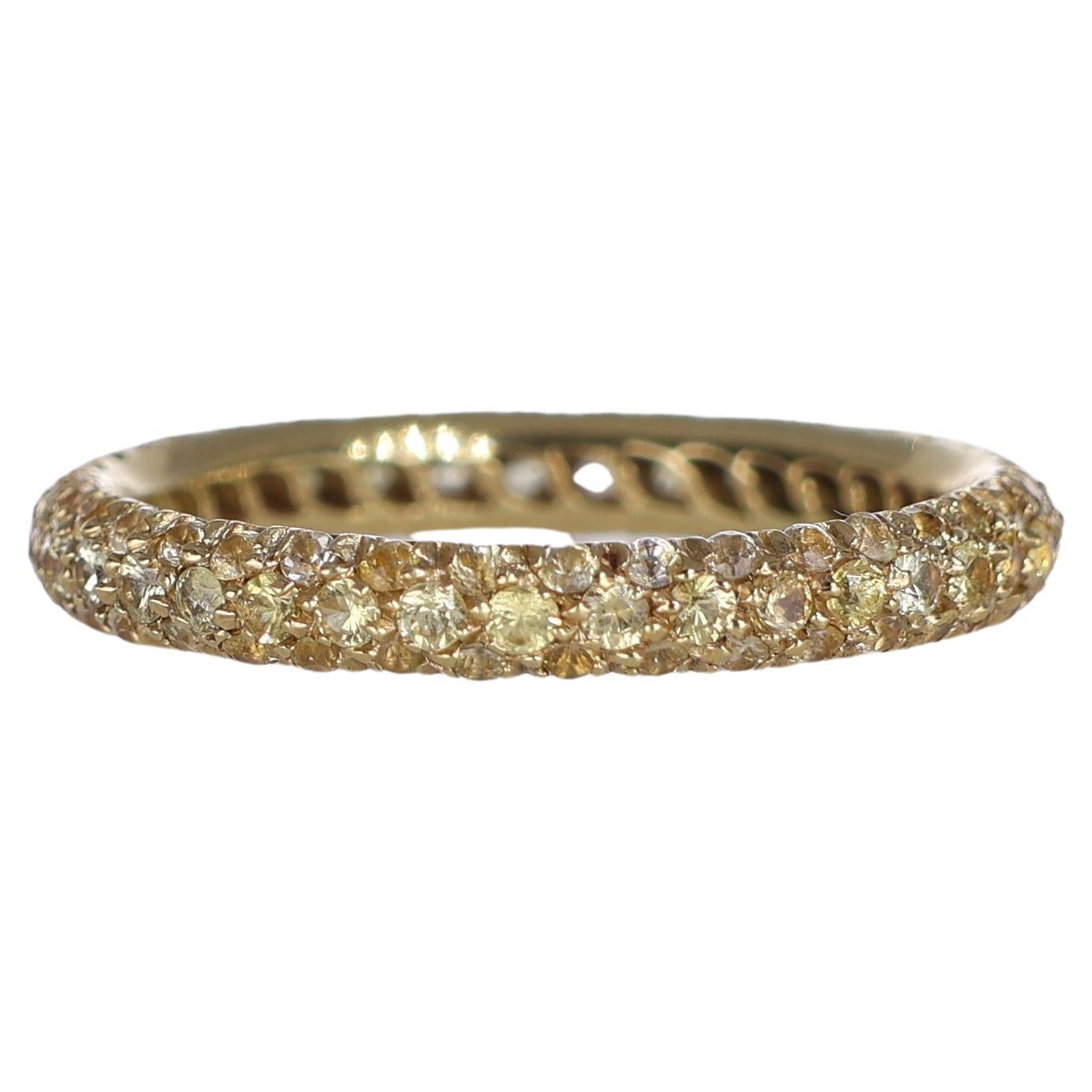 18K Yellow Gold Yellow Sapphire Pavé Band Ring