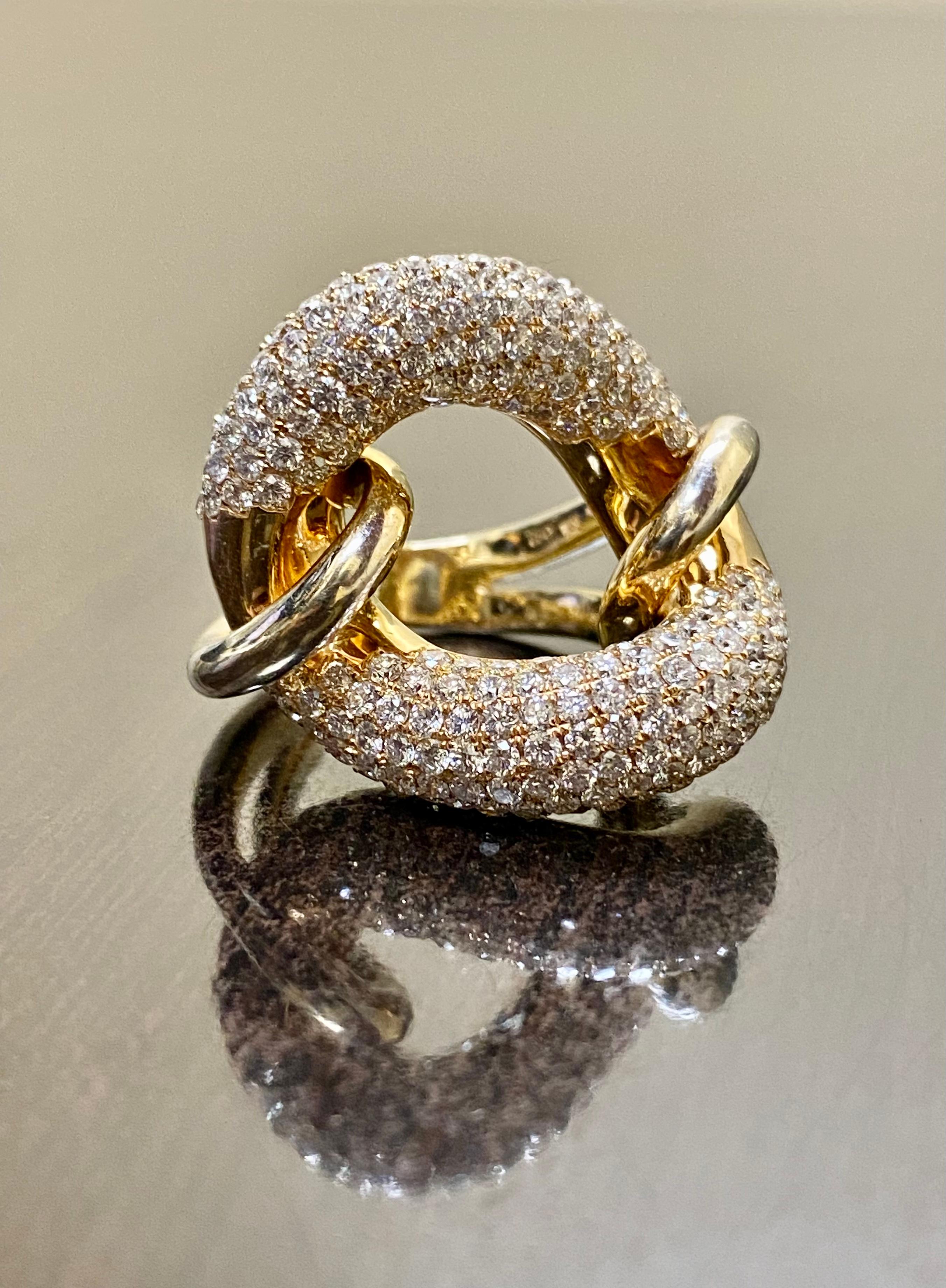 18K Yellow Gold Yin Yang 6 Carat Diamond Swirling Cocktail Ring For Sale 4