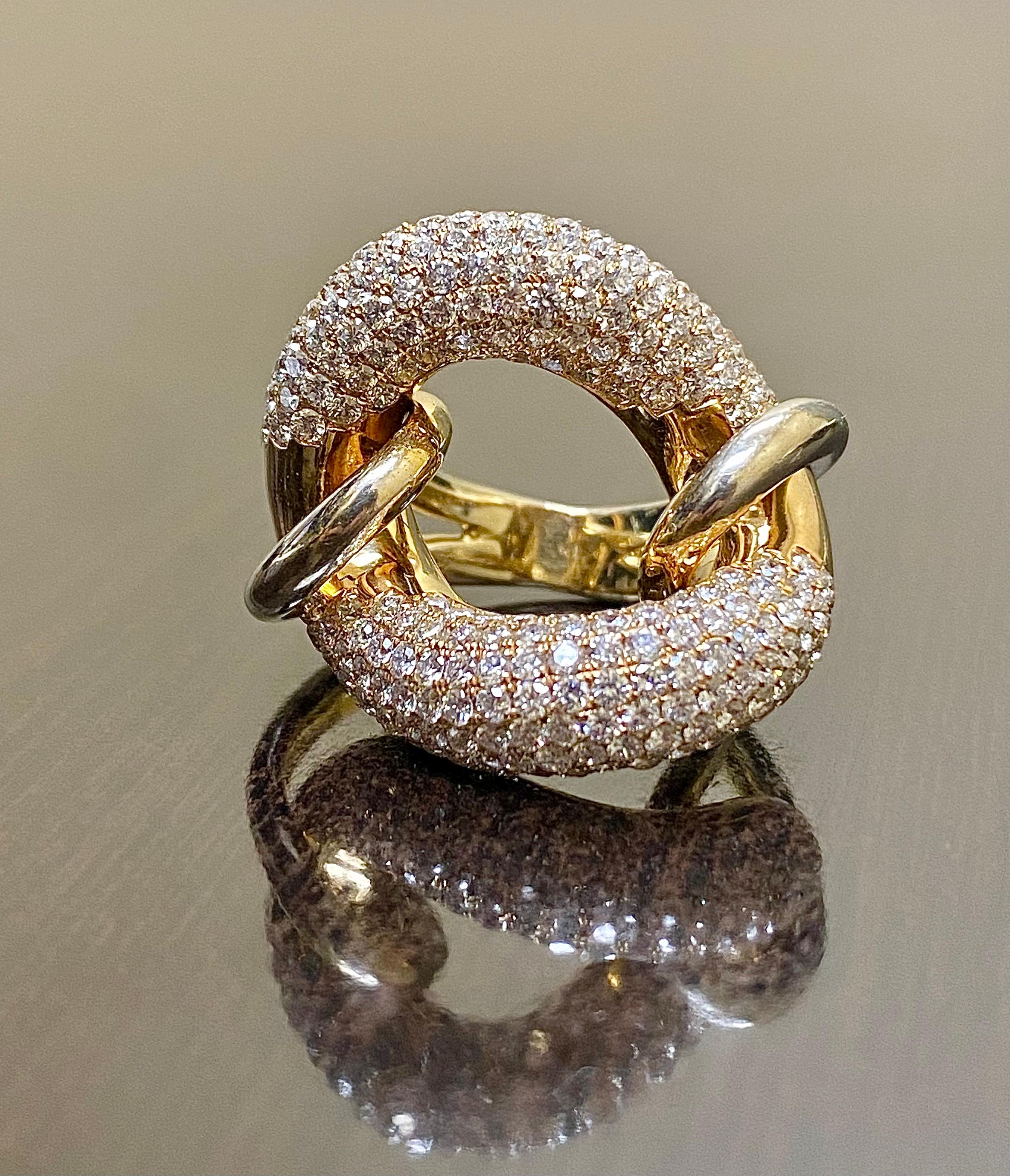 18K Yellow Gold Yin Yang 6 Carat Diamond Swirling Cocktail Ring For Sale 6