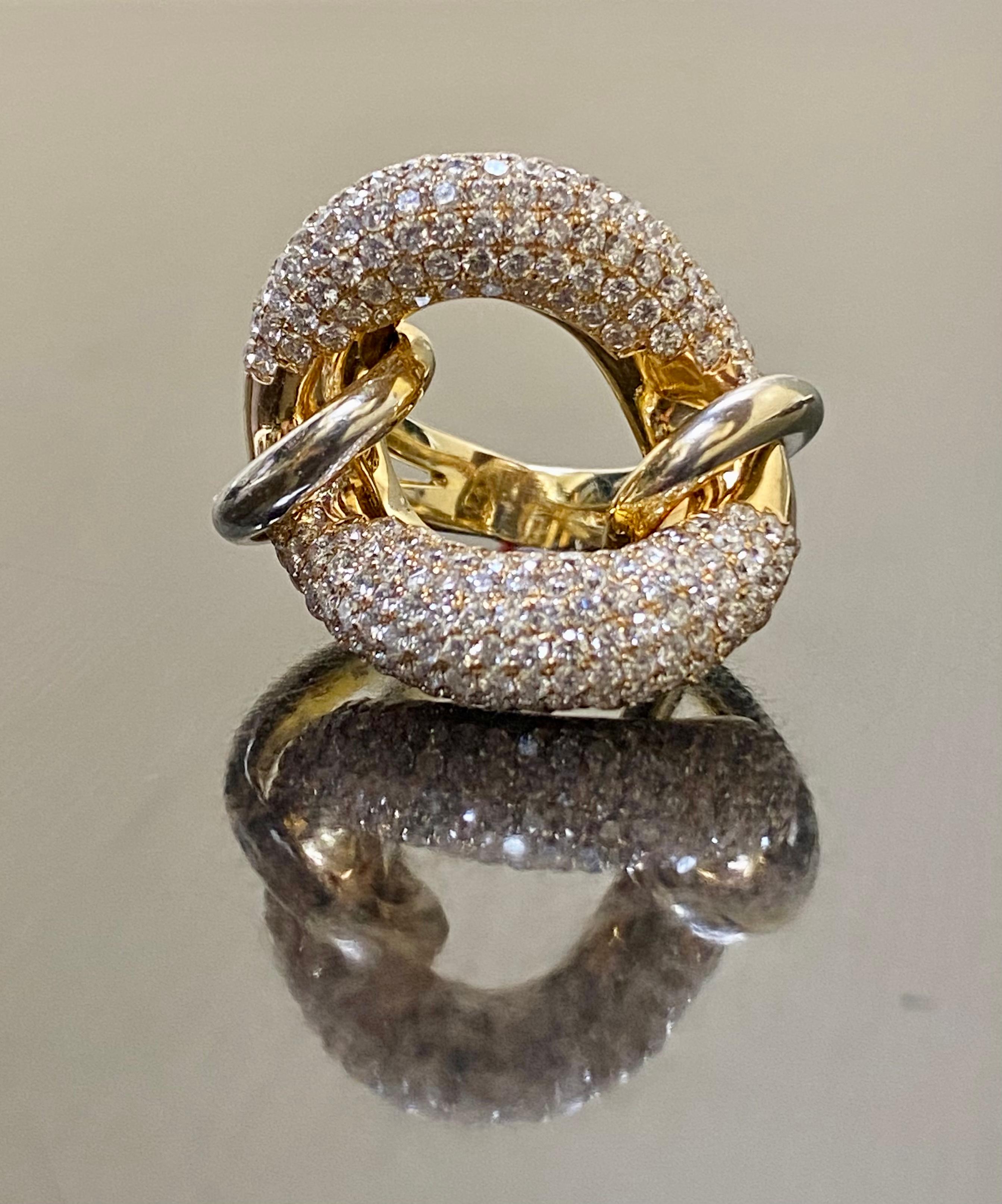 Modern 18K Yellow Gold Yin Yang 6 Carat Diamond Swirling Cocktail Ring For Sale