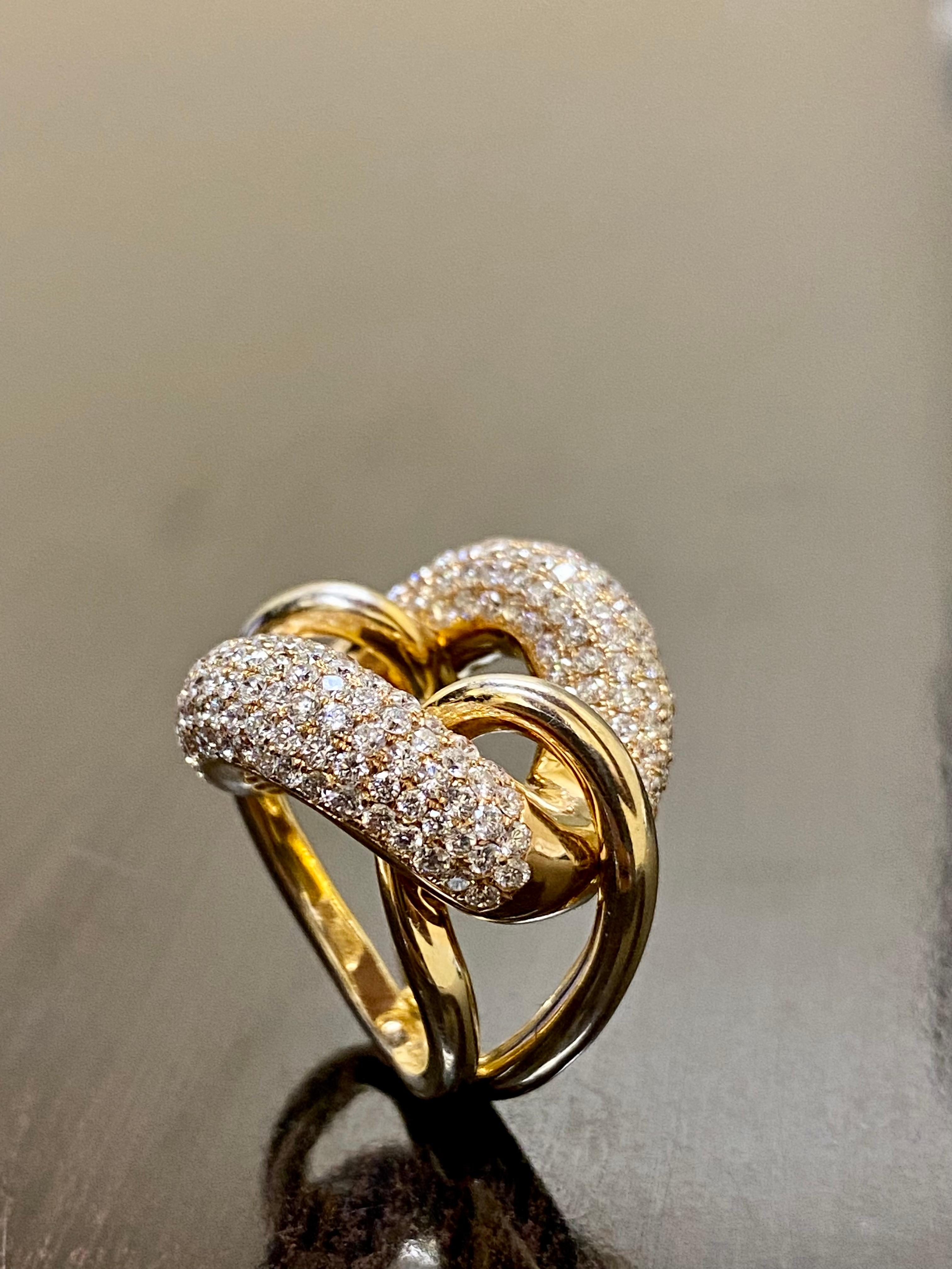 Round Cut 18K Yellow Gold Yin Yang 6 Carat Diamond Swirling Cocktail Ring For Sale