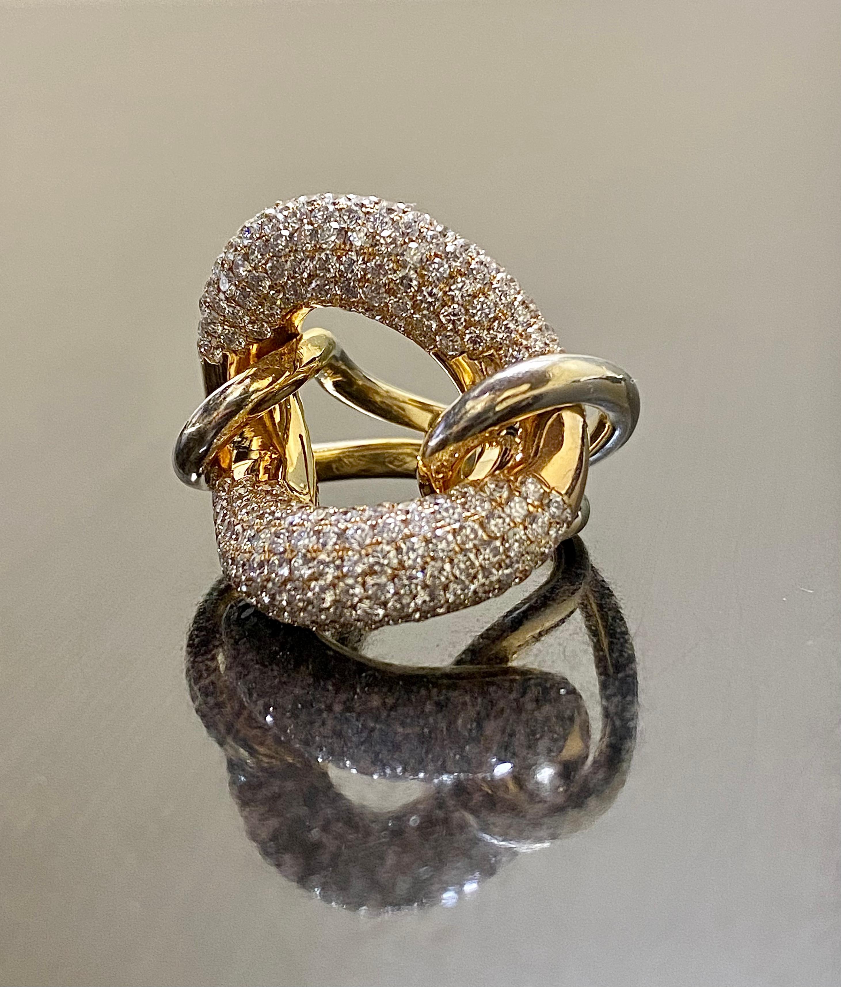 18K Yellow Gold Yin Yang 6 Carat Diamond Swirling Cocktail Ring For Sale 1