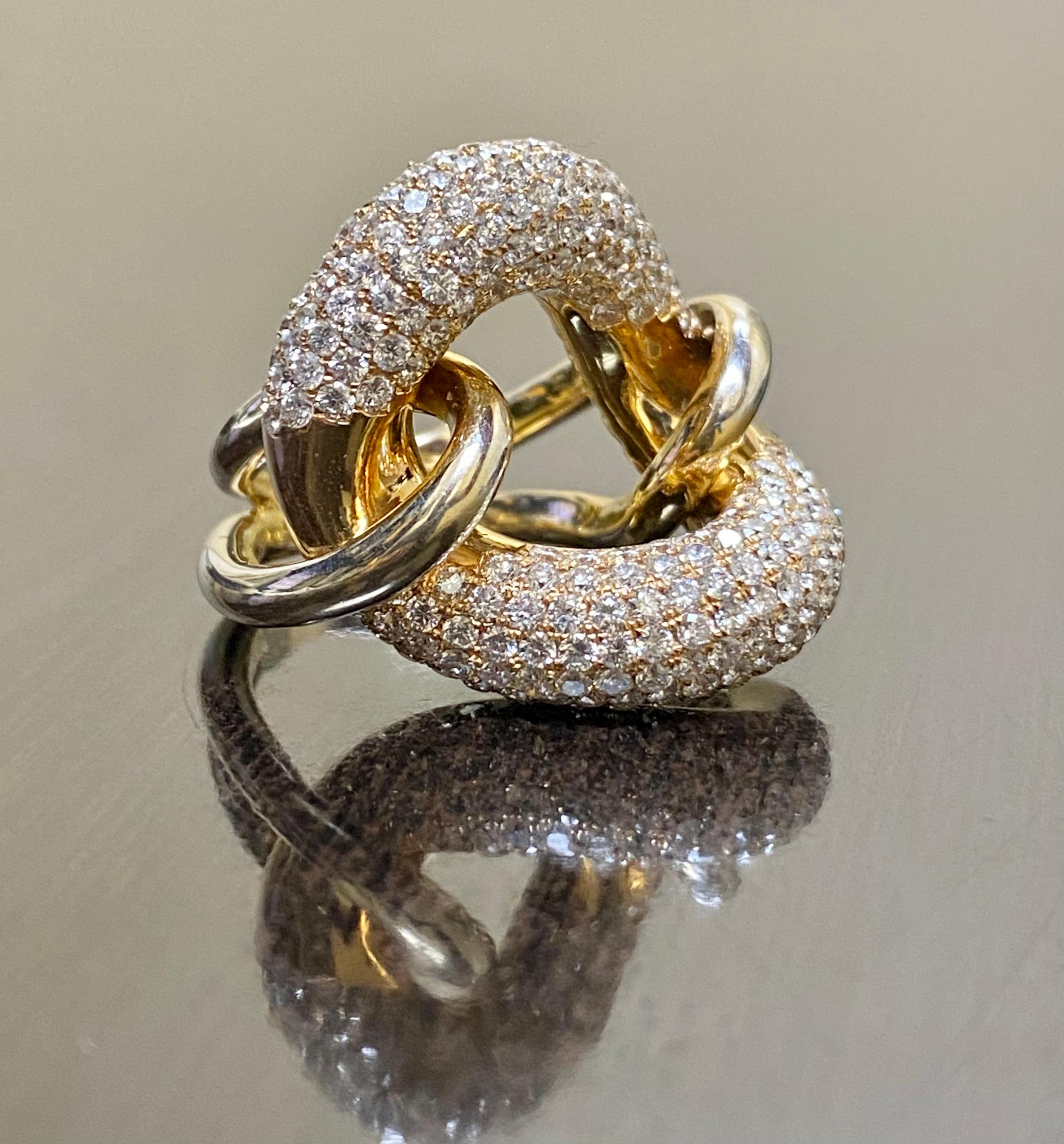18K Yellow Gold Yin Yang 6 Carat Diamond Swirling Cocktail Ring For Sale 3