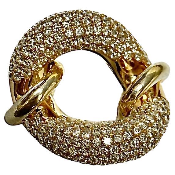 18K Yellow Gold Yin Yang 6 Carat Diamond Swirling Cocktail Ring For Sale