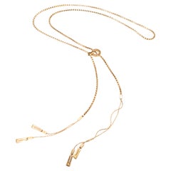 18K Yellow Gold “Zen and Key” Lariat Necklace, 45 Inch, 21 Grams 750