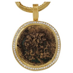 18K Yellow Gold Zeus Coin Pendant with Diamonds