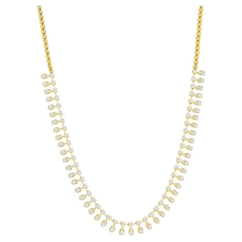 14K Yellow Halfway diamond necklace 4.25 Ct.  For Sale