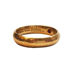 18K Yellow Hammered Gold Ecclesiastes 4:9 Wedding Band #17738