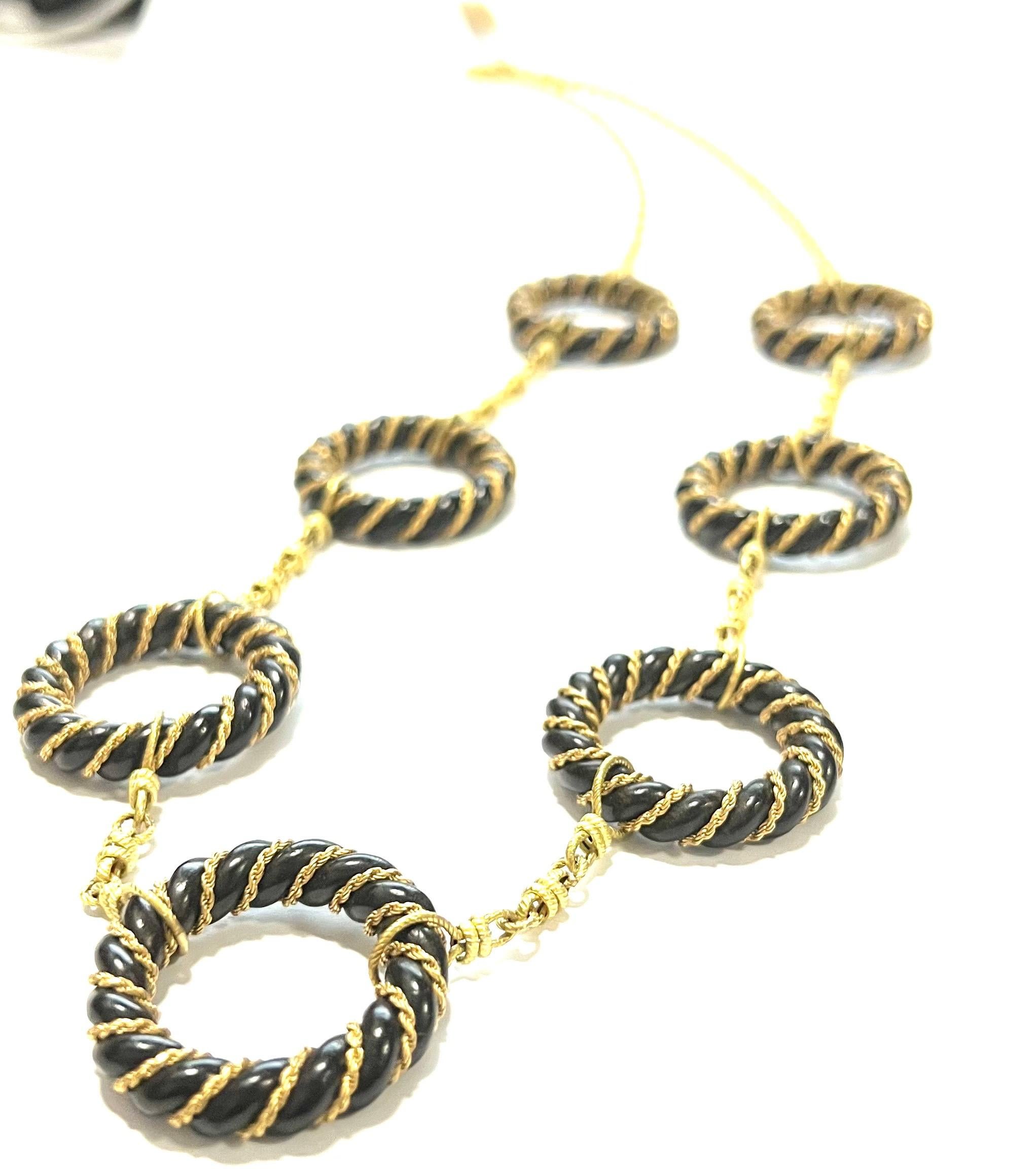 Necklace in 18k Yellow Matt Gold Chain With Ebony Links 
Total weight gr.49.4
Gold weight gr.35
Length cm 78
