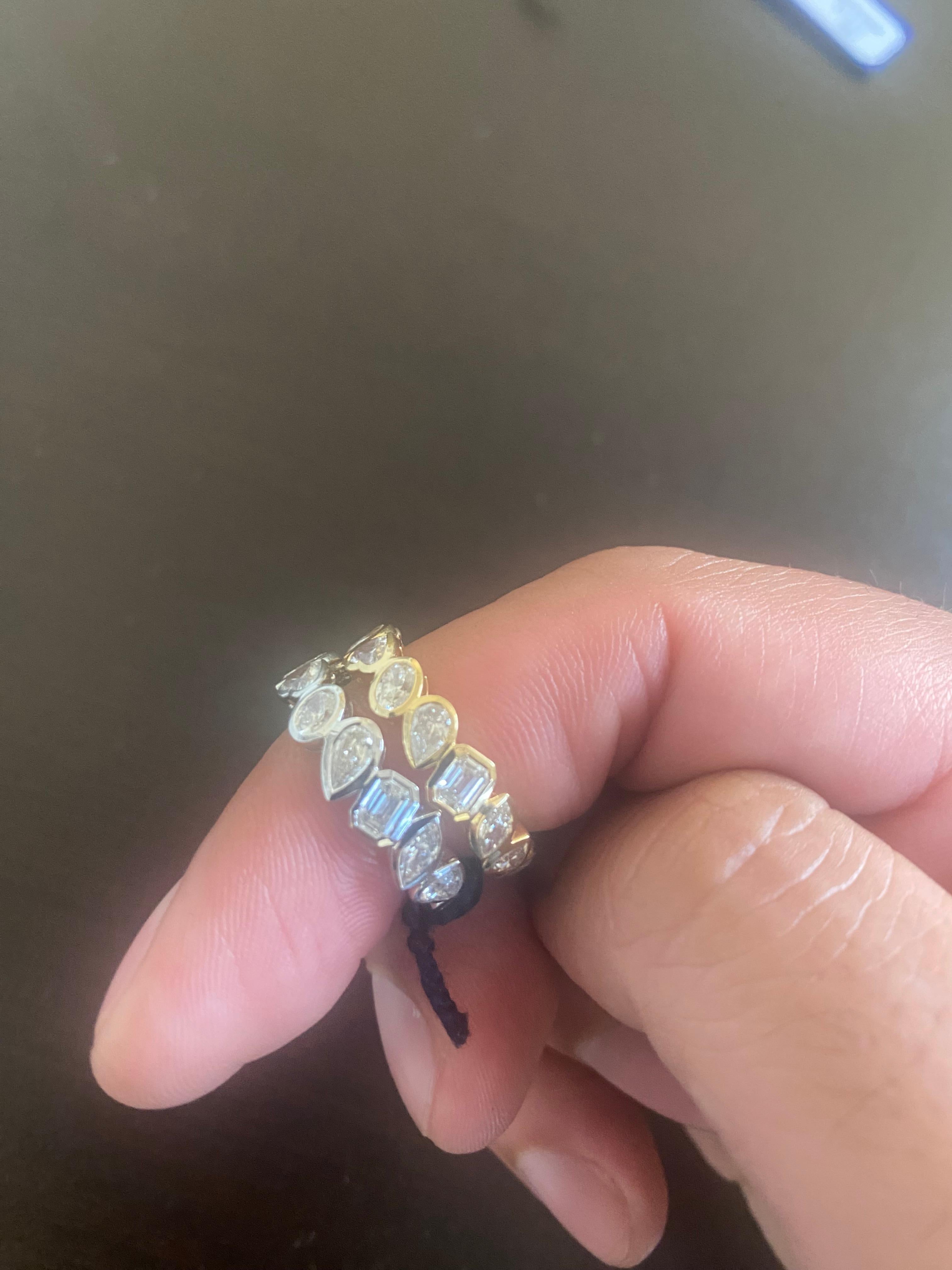 Modern 18K Yellow Multishape Eternity Ring Bezel Set For Sale