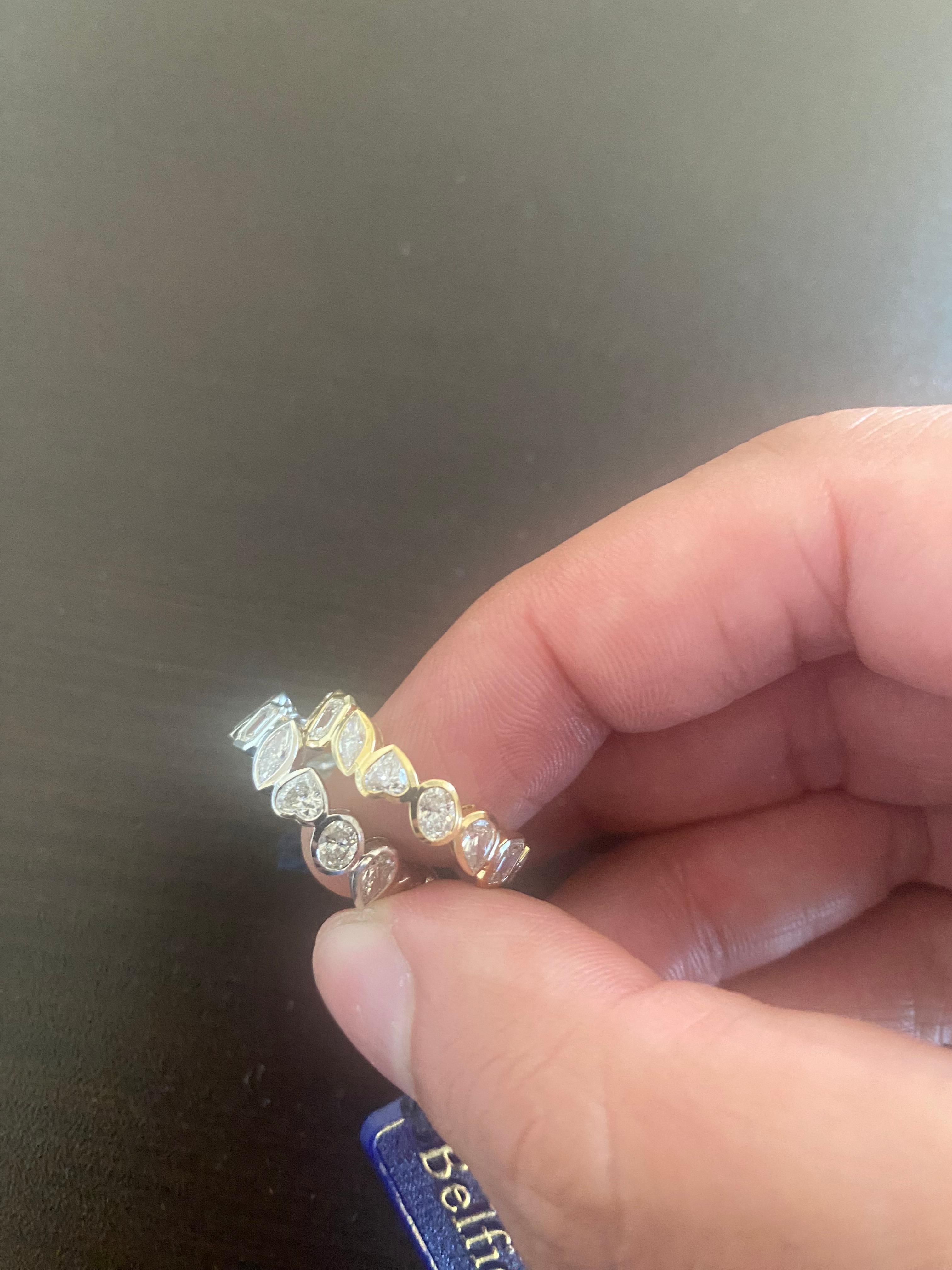 18K Yellow Multishape Eternity Ring Bezel Set In New Condition For Sale In Great Neck, NY