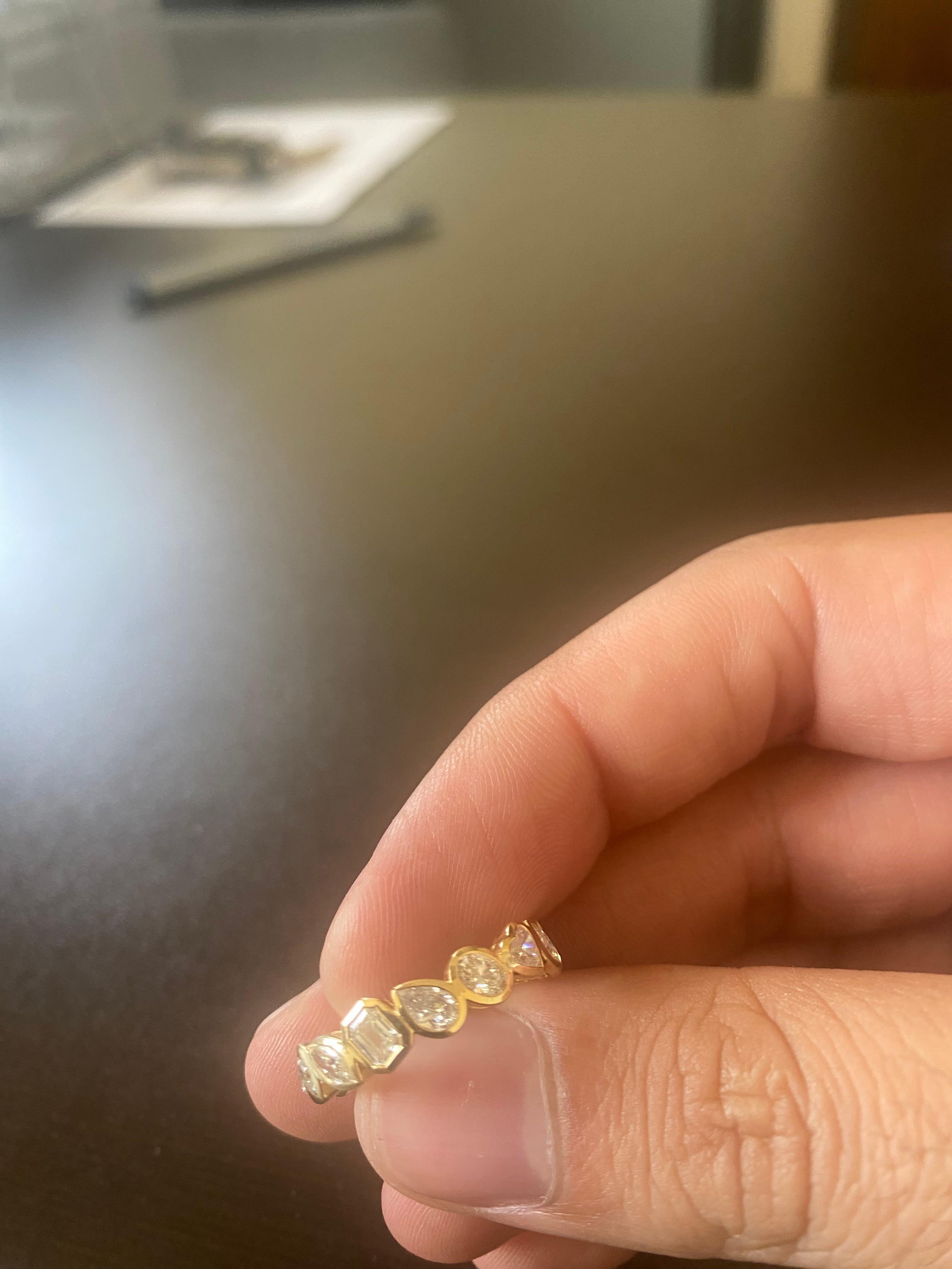 18K Yellow Multishape Eternity Ring Bezel Set For Sale 1