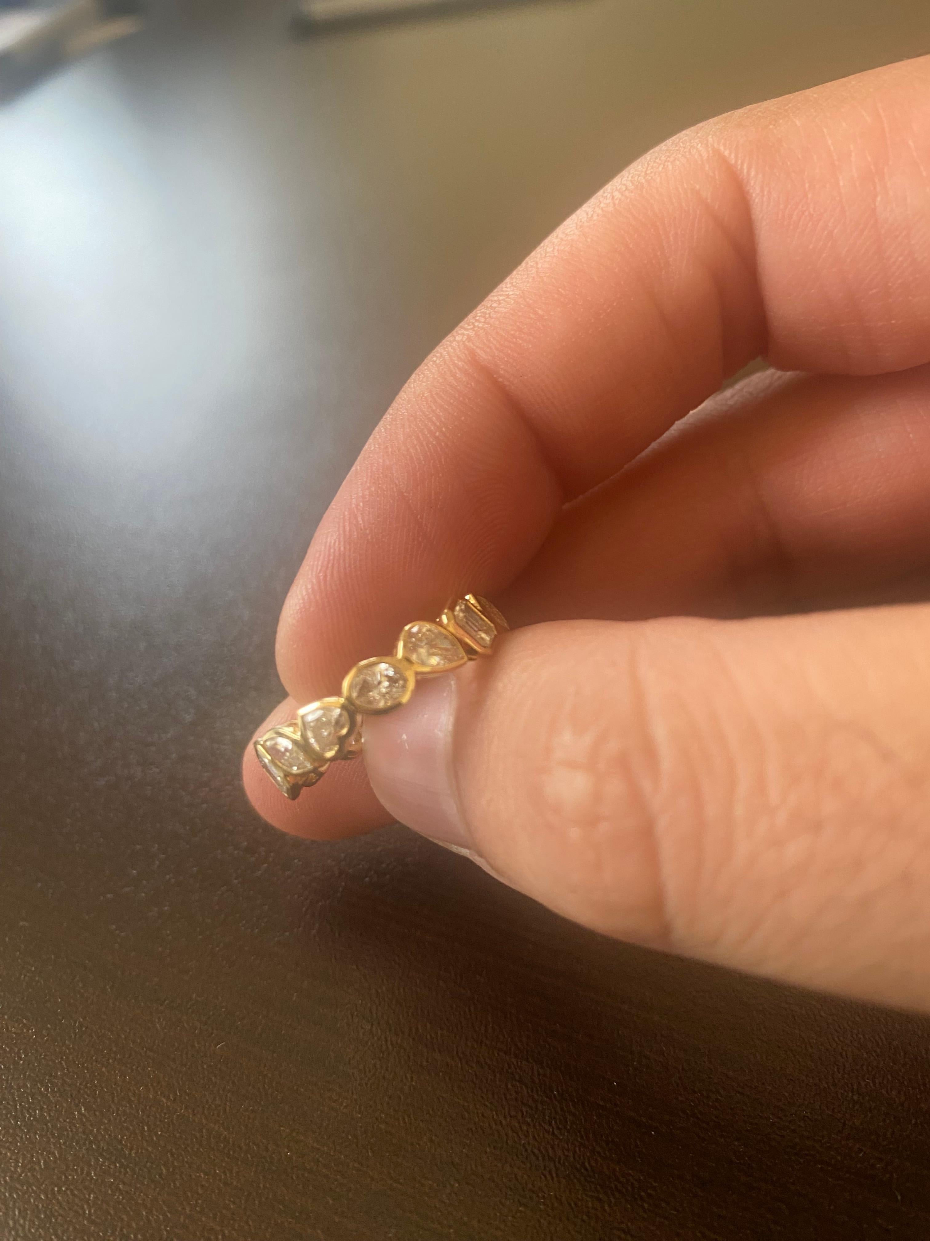 18K Yellow Multishape Eternity Ring Bezel Set For Sale 2