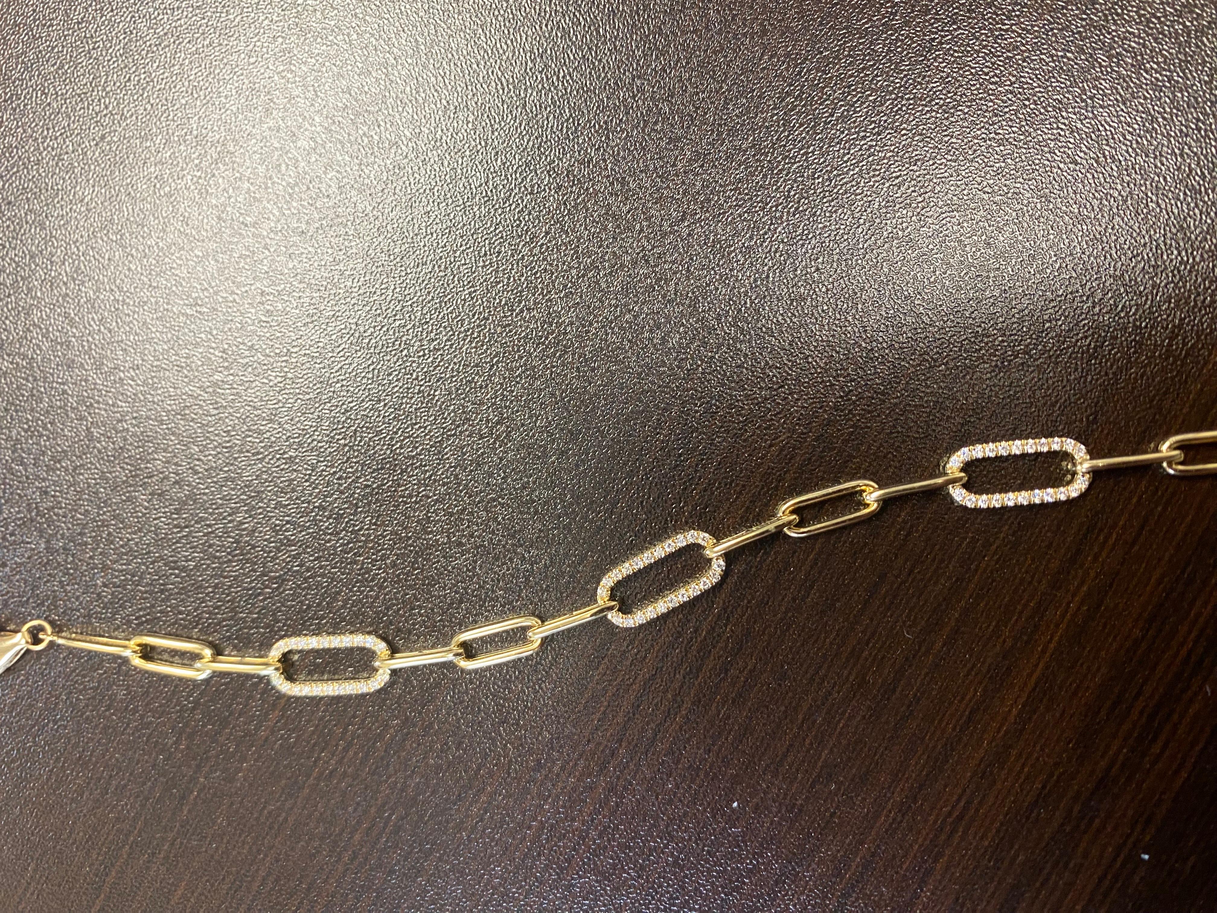 Taille ronde Bracelet à clips de papier jaune 18 carats en vente