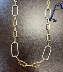 18k Yellow Paperclip Diamond Necklace