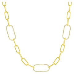 18k Yellow Paperclip Diamond Necklace