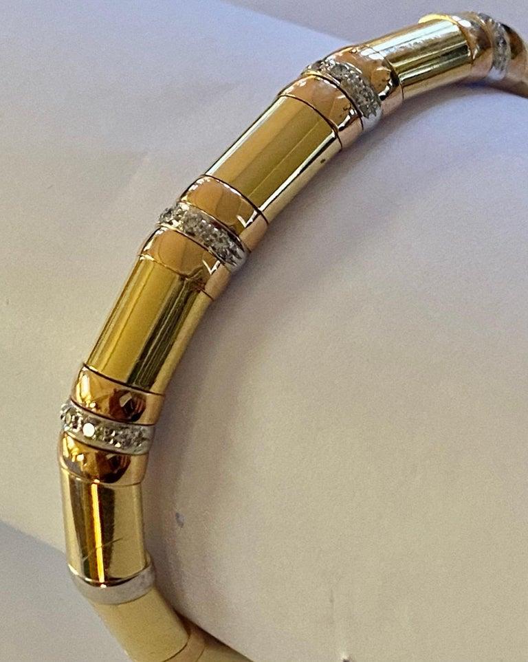 18K, Yellow/Red/White Gold Rigid Bracelet with a Silver Core, Signed Cesari 1995 5