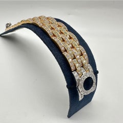 18K Yellow, Rose and White Gold Wide Bracelet Featuring 13.67ct Diamonds