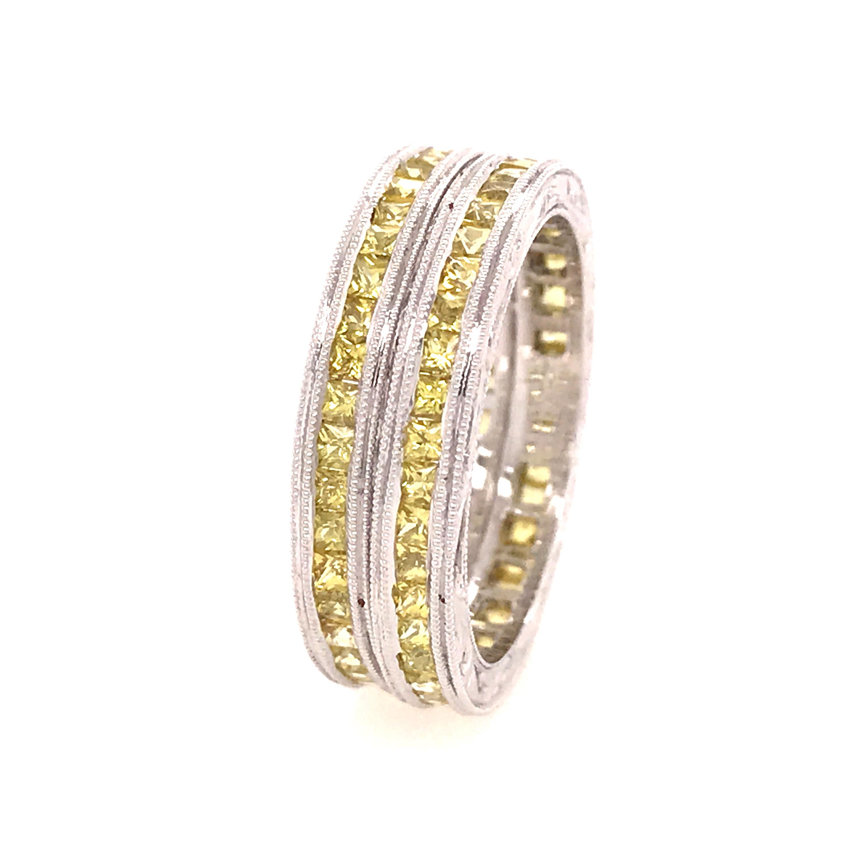 18 Karat Yellow Sapphire Stackable Ring Set White Gold 1