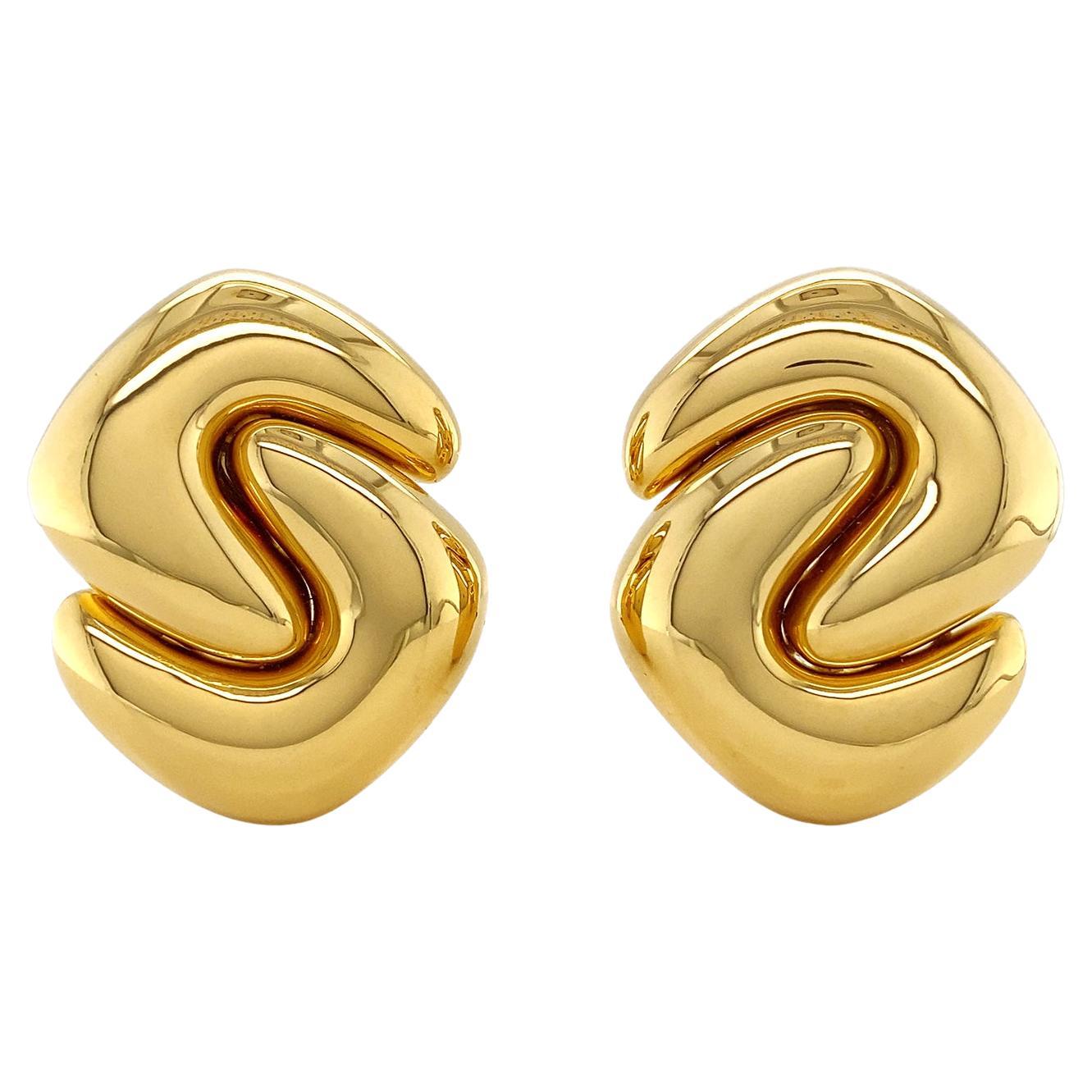 18K Yellow Small Gold Duo U Shaped Earrings