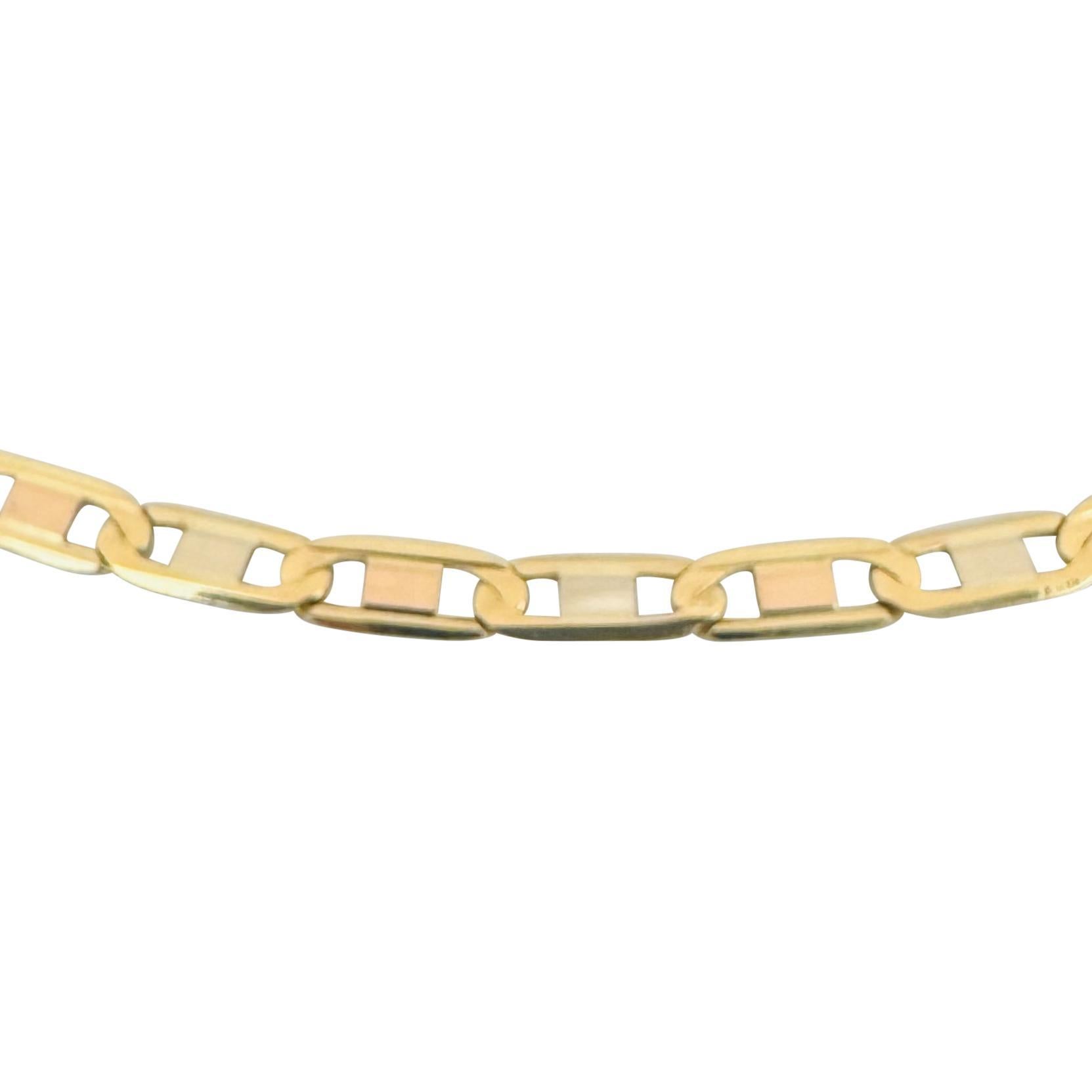 18k Gelb Weiß und Rose Gold 16,2g solide Mariner Link Kette Halskette Italien 24