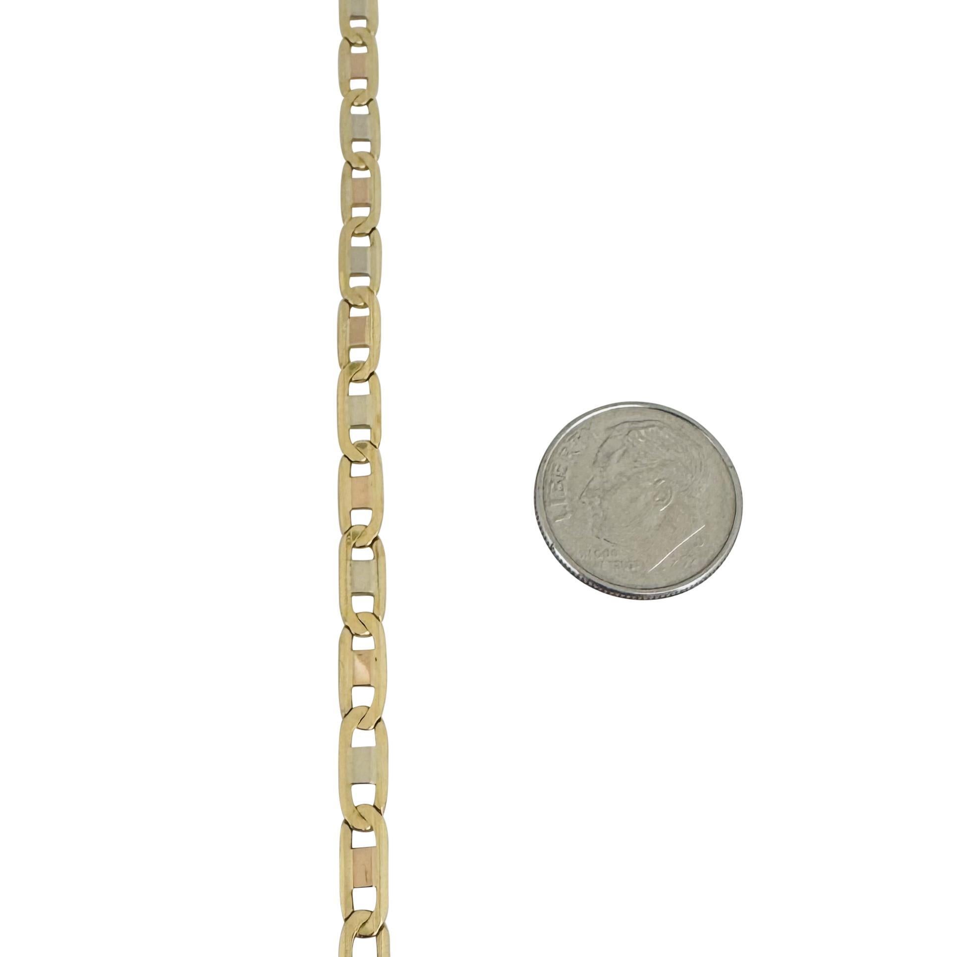 18k Gelb Weiß und Rose Gold 16,2g solide Mariner Link Kette Halskette Italien 24