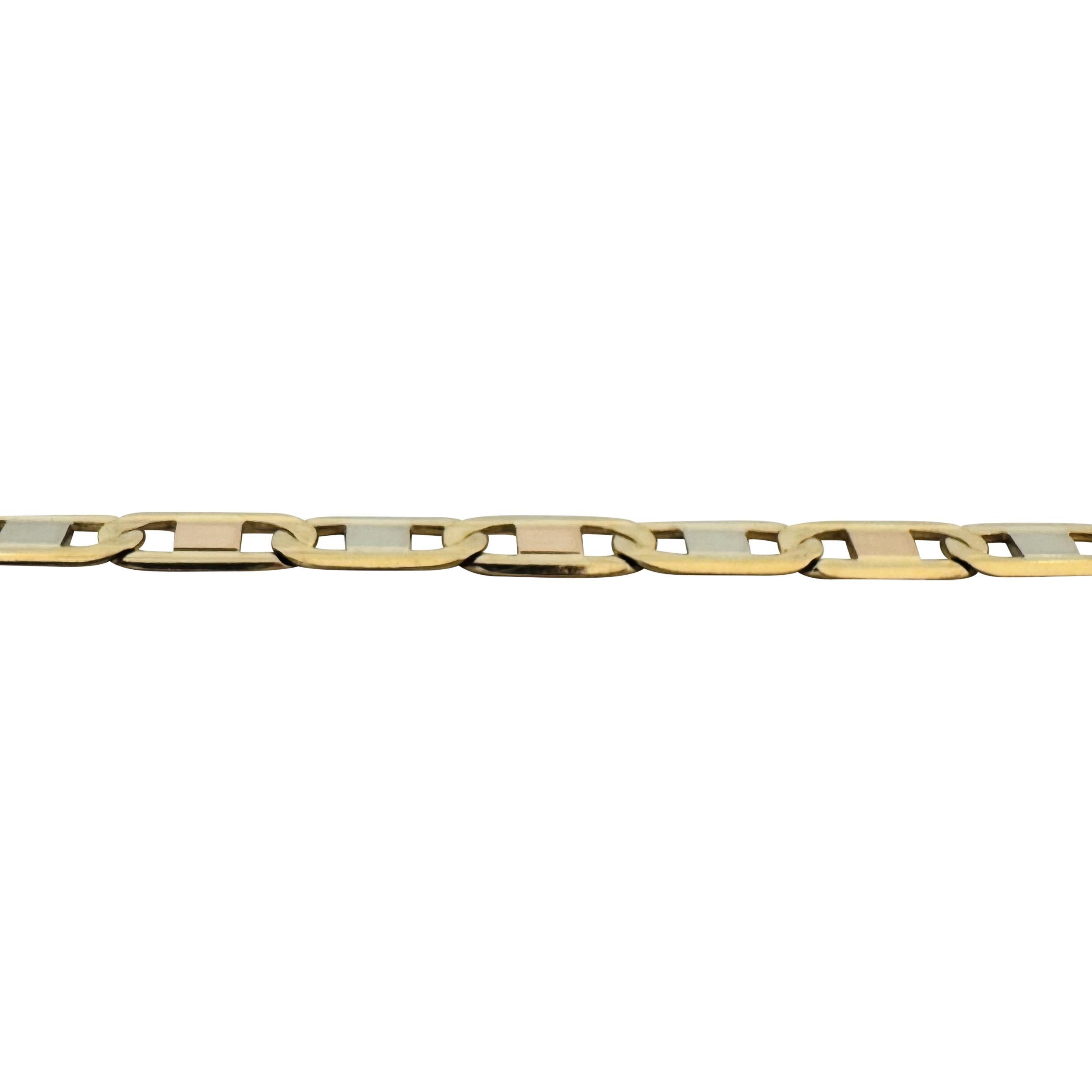 18k Gelb Weiß und Rose Gold 16,2g solide Mariner Link Kette Halskette Italien 24