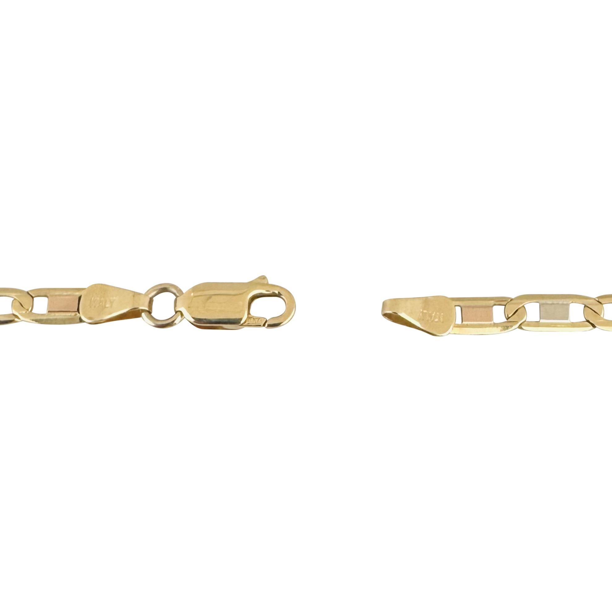18k Gelb Weiß und Rose Gold 16,2g solide Mariner Link Kette Halskette Italien 24
