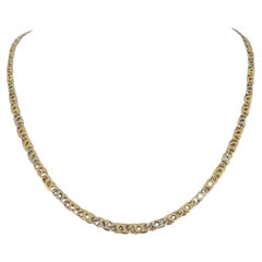 18k Yellow White and Rose Gold 19.5g Solid Fancy Curb Link Necklace Italy 20"