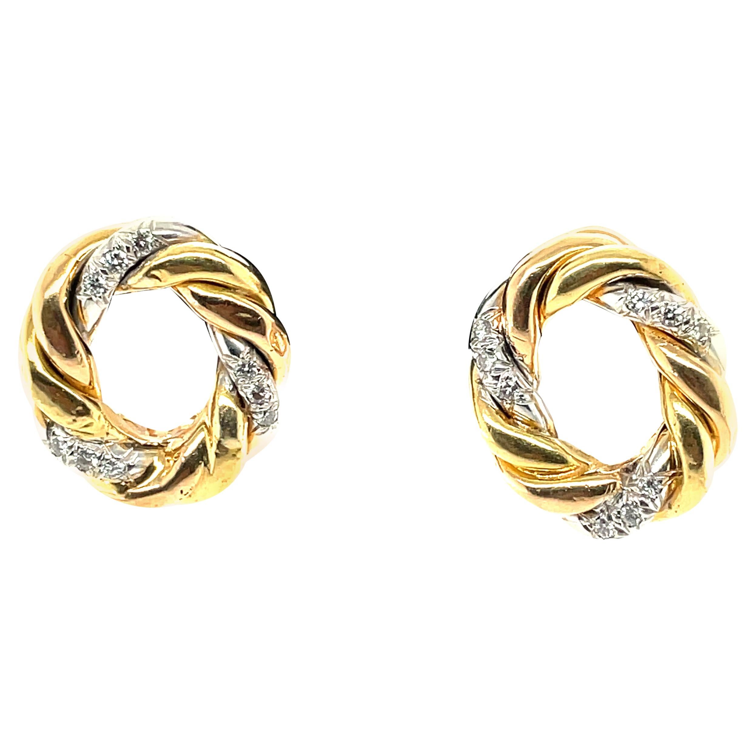 4.2Ct Natural Diamonds Candy Cane Twist Clip Earrings Three Dimensional 18 Karat For Sale at 1stDibs