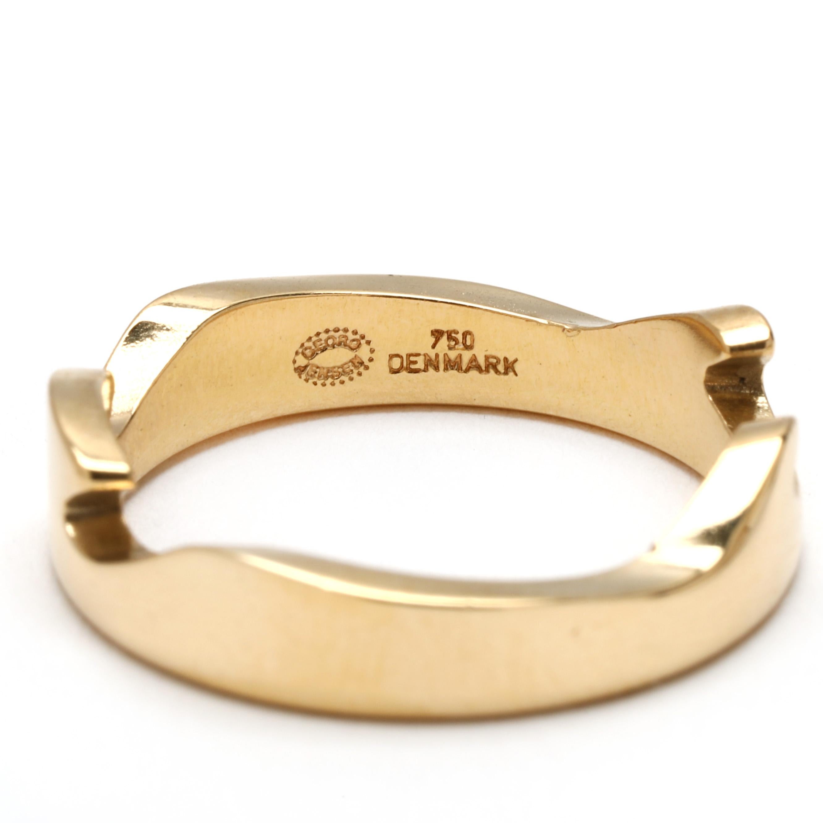 18k Yellow, White, and Rose Gold Georg Jensen Puzzle Ring, Ring Size 7 1