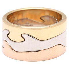 18k Yellow, White, and Rose Gold Georg Jensen Puzzle Ring, Ring Size 7