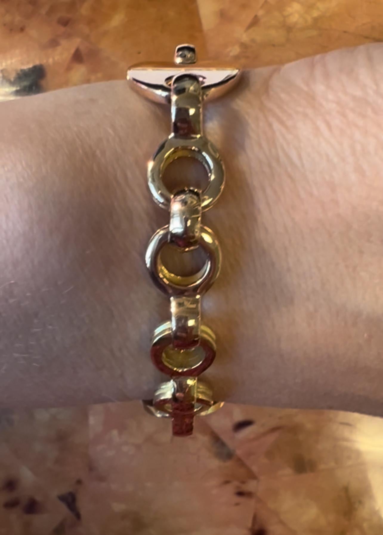 18k Yellow White And Rose Gold ID Bracelet 7.5